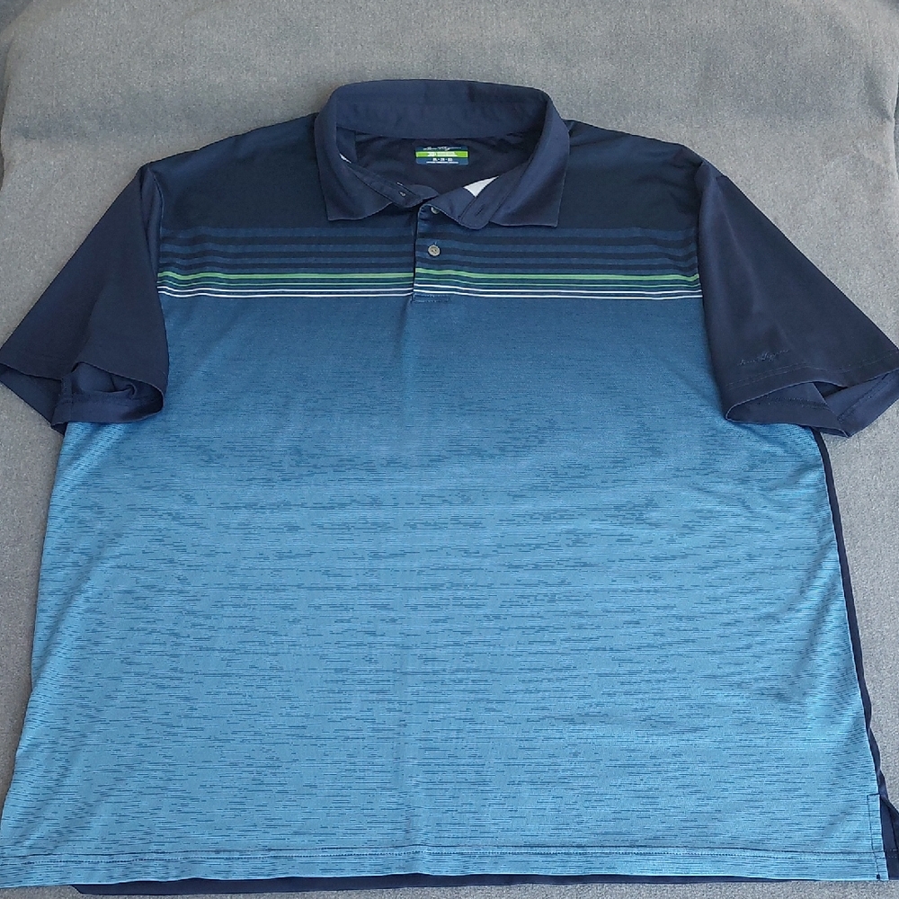 Ben Hogan Performance Men's 2XL Navy Blue Striped Golf Polo Shirt